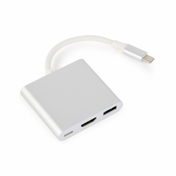 Gembird A-CM-HDMIF-02-SV kabelové rozhraní a přechodky USB-C/USB-C HDMI/USB-A Stříbrná