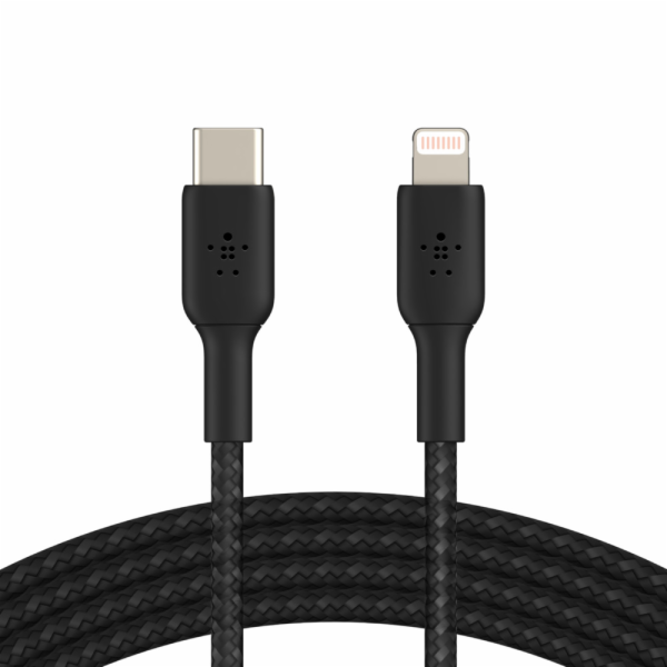 Belkin Lightning/USB-C kabel 1m oplástený, mfi cert. cerný