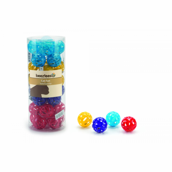 Beeztees Hračka pro kočky míček plastový barevný s rolničkou 4cm
