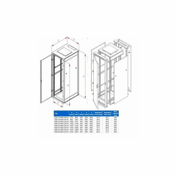 Rack Triton 19 stojanový 27U/ 600x600 rozebíratelný