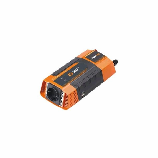 Napěťový měnič Carspa PID600-12, 12V/230V+2xUSB 600W, modifikovaná sinus, digitální display, vhodný do auta