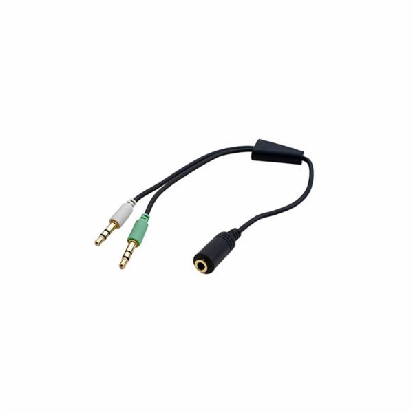 Redukce Roline audio 4pólový jack3,5(F) -> 2x jack 3,5(M), 39cm kabel