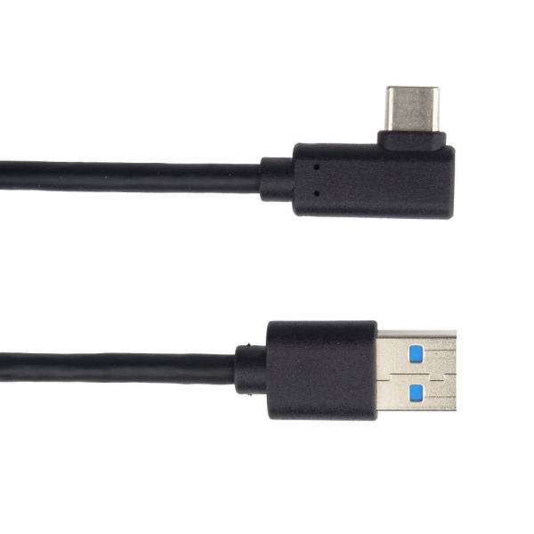 PREMIUMCORD Kabel USB typ C/M zahnutý konektor 90° - USB 3.0 A/M, 1m