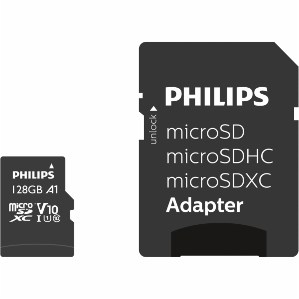 Philips MicroSDXC Card 128GB Class 10 UHS-I U1 vc. Adapter
