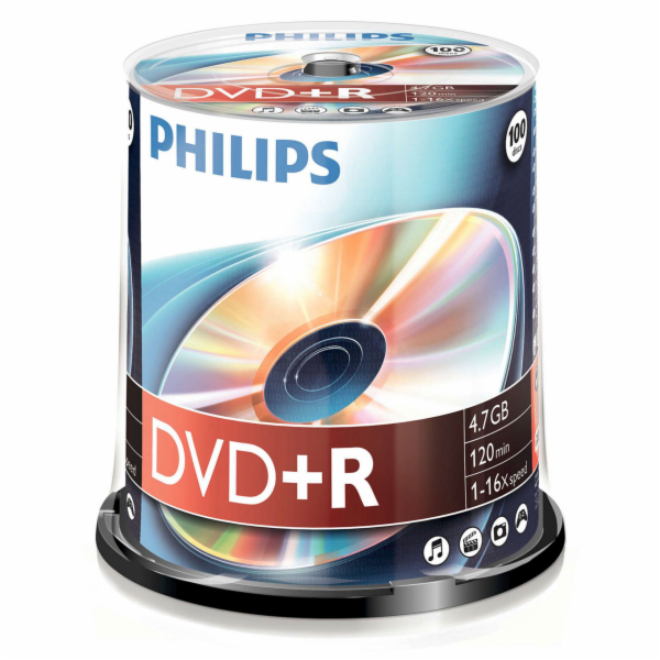 1x100 Philips DVD+R 4,7GB 16x SP