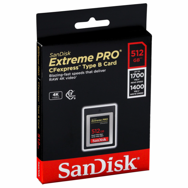 SanDisk Extreme Pro CFexpress Card 512GB, Type B, 1700MB/s Read, 1200MB/s Write