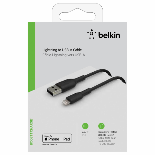 Belkin Lightning nab./sin. kabel 2m, PVC, cerny, mfi cert.