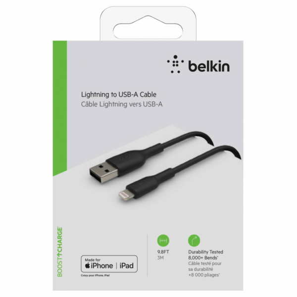 Belkin Lightning nab./sin. kabel 3m, PVC, cerny, mfi cert.