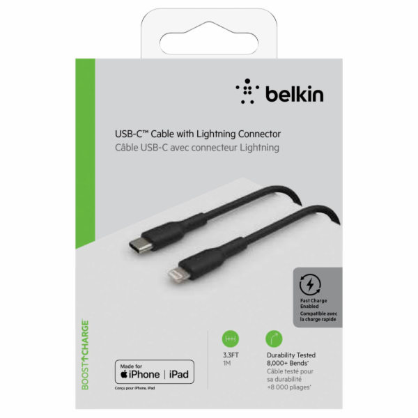 Belkin Lightning/USB-C kabel 1m PVC, mfi cert. cerny