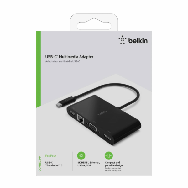 Belkin USB-C na Gigabit-Ethern. HDMI/VGA/USB-A-Adapter, cerna