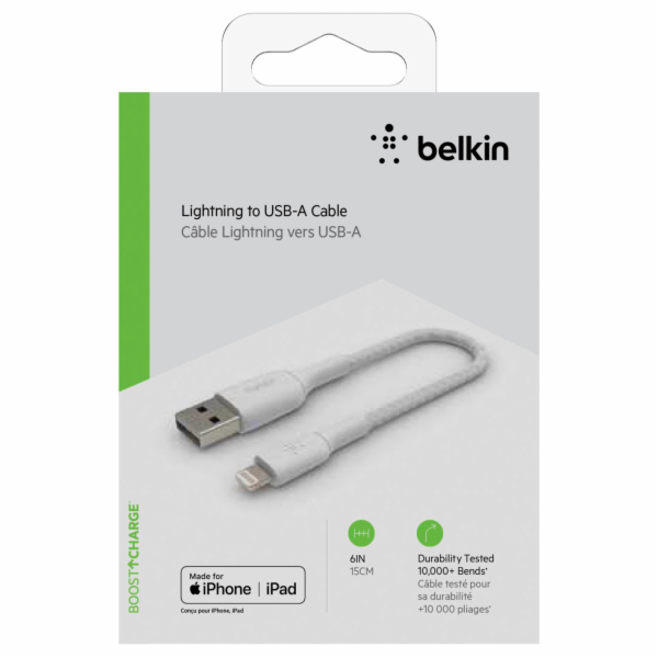 Belkin Lightning nab./synchro. kabel 15cm,oplást.mfi cert.bílý