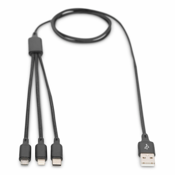 DIGITUS kabel 3v1 kabel USB-A na Lighning/MicroUSB/USB-C