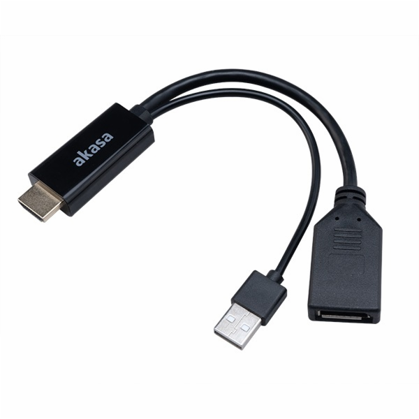 AKASA kabel redukce HDMI na DisplayPort, with USB power cable 4K@60Hz, 25cm