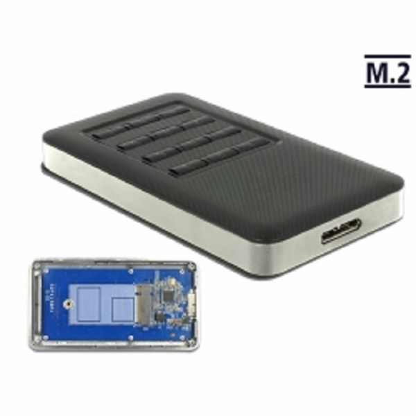 DeLOCK Externes Gehäuse M.2 Key B 42 mm SSD > USB 3.0 Typ Micro-B Buchse, Laufwerksgehäuse