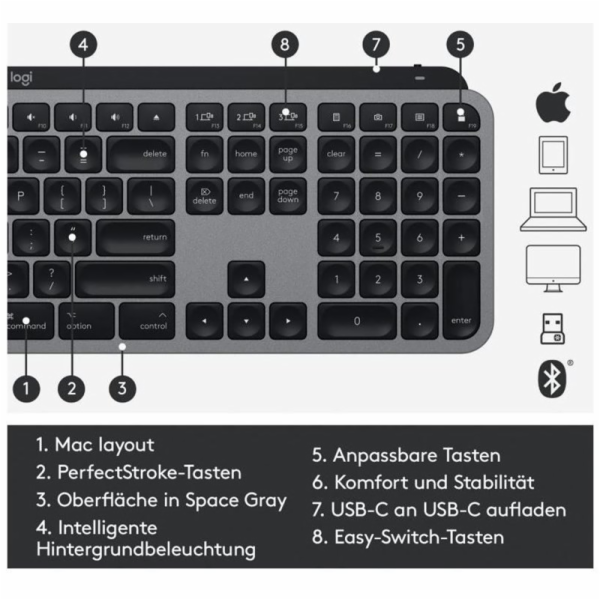 Logitech MX Keys für Mac, Tastatur