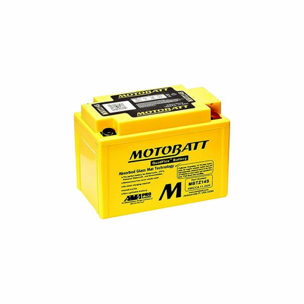 Baterie Motobatt MBTZ14S pro motocykly (11,2Ah, 12V, 4 vývody)