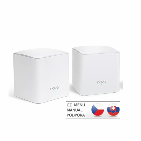 Tenda Nova MW5s (2-pack) WiFi AC1200 Mesh system Dual Band, 2x GLAN/GWAN,ostatní LAN,SMART CZ app