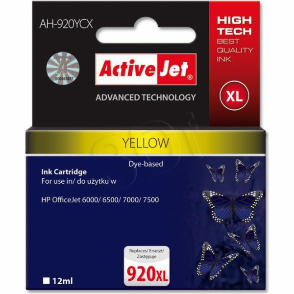 Activejet AH-920YCX HP Printer Ink Compatible for HP 920XL CD974AE; Premium; 12 ml; yellow.