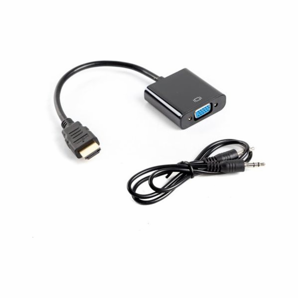 Lanberg HDMI AV adaptér - D-Sub (VGA) + Jack 3,5 mm černý (AD-0017-BK)