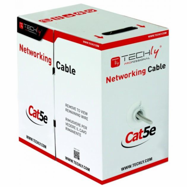 Instalační kabel Techly Cat5e, UTP 4x2, pevný, CCA, 305 m, šedý (303591)