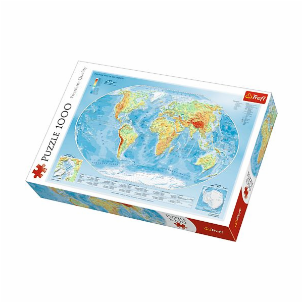 Trefl Puzzle 1000el - Fyzická mapa světa (10463)