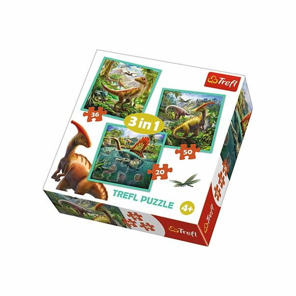 Trefl Puzzle 3v1 - Úžasný svět dinosaurů (GXP-645298)