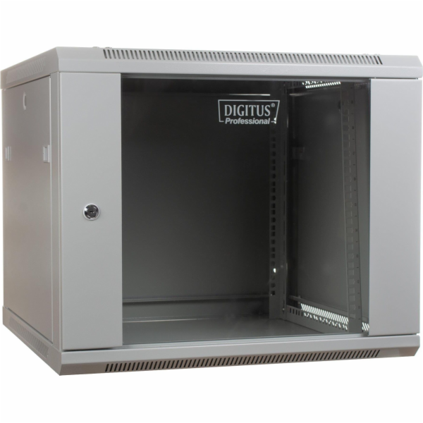 Digitus DIGITUS skříňka 19 9U 501/600 / 450mm závěsná skříňka, skleněné dveře, šedá, nesmontovaná