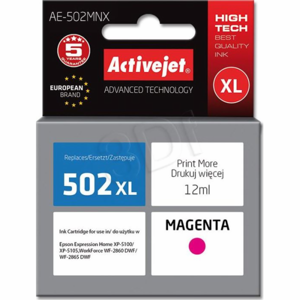 Activejet AE-502MNX ink (replacement for Epson 502XL W34010; Supreme; 12 ml; magenta)
