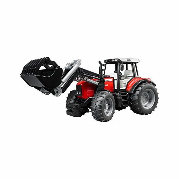 Bruder Traktor Massey Ferguson 7480 s čelním nakladačem, přívěs na dřevo (02046)