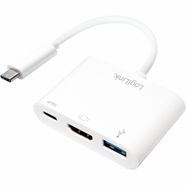 Adaptér USB LogiLink USB-C – USB-C + HDMI + USB-A bílý (UA0258)