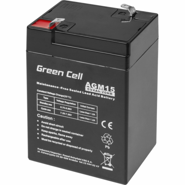 Baterie Green Cell Agm Vrla 6V / 4Ah (AGM15)