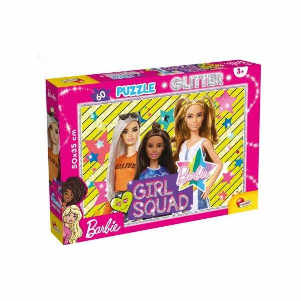 Lisciani Puzzle 60 dílků Barbie se třpytkami - Dívčí četa!