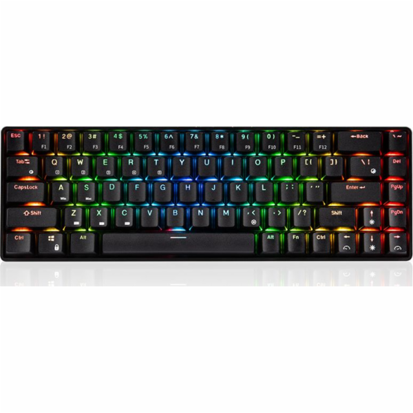 Modecom VOLCANO LANPARTY RGB BT bezdrátová mechanická herní klávesnice (Gateron Yellow), Bluetooth, US layout, černá