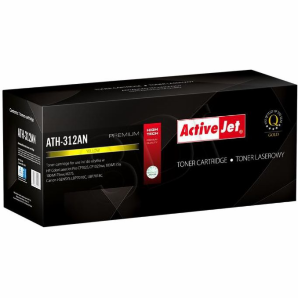 Activejet ATH-312AN toner for HP printer; HP 126A CE312A Canon CRG-729Y replacement; Premium; 1000 pages; yellow