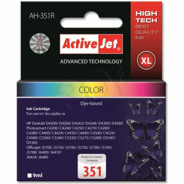 Activejet AH-351R ink for HP printer; HP 351 CB337EE replacement; Premium; 9 ml; color