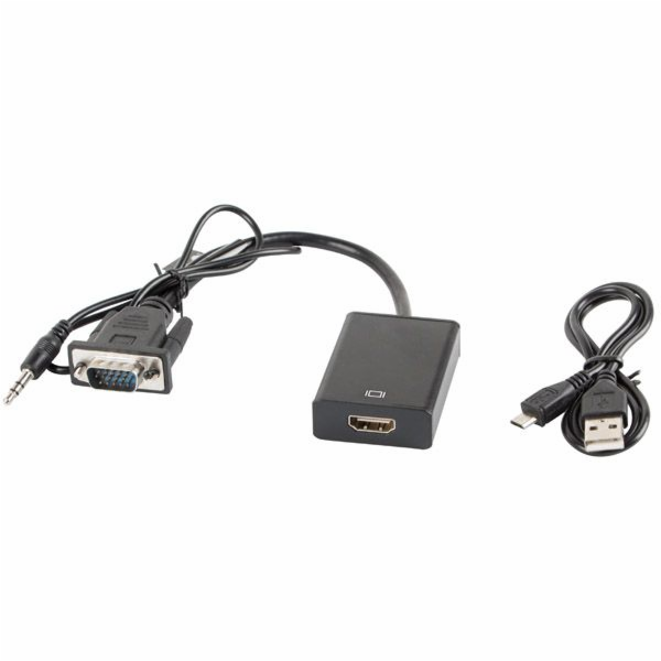 Lanberg HDMI AV adaptér - D-Sub (VGA) + Jack 3,5 mm černý (AD-0021-BK)
