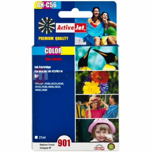 Activejet AH-901CR HP Printer Ink Compatible with HP 901 CC656AE, Premium, 21 ml, colour. Prints 40% more.