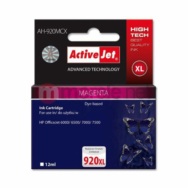 Activejet AH-920MCX ink for HP printer; HP 920XL CD973AE replacement; Premium; 12 ml; magenta