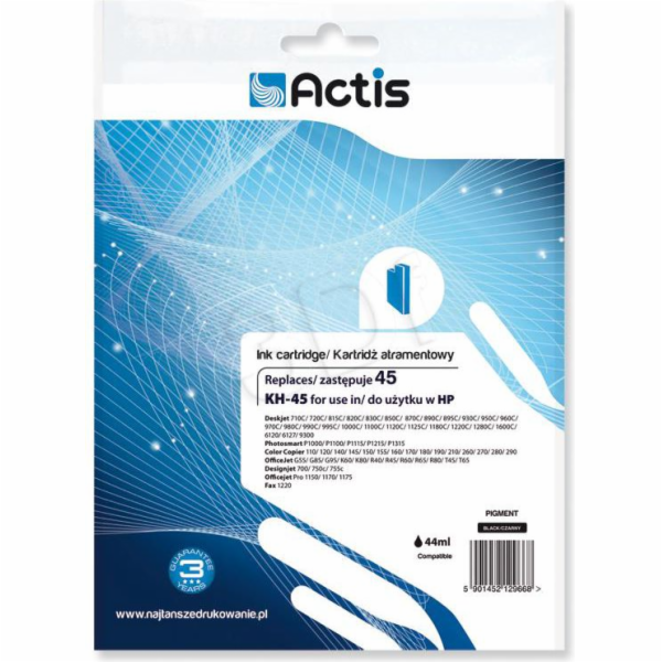 Actis KH-45 ink for HP printer; HP 45 51645A replacement; Standard; 44 ml; black