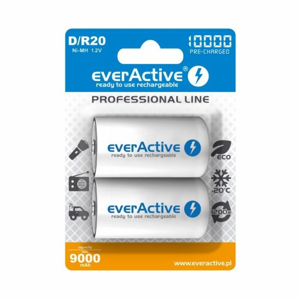 Rechargeable Batteries everActive R20/D Ni-MH 10000 mAh ready to use