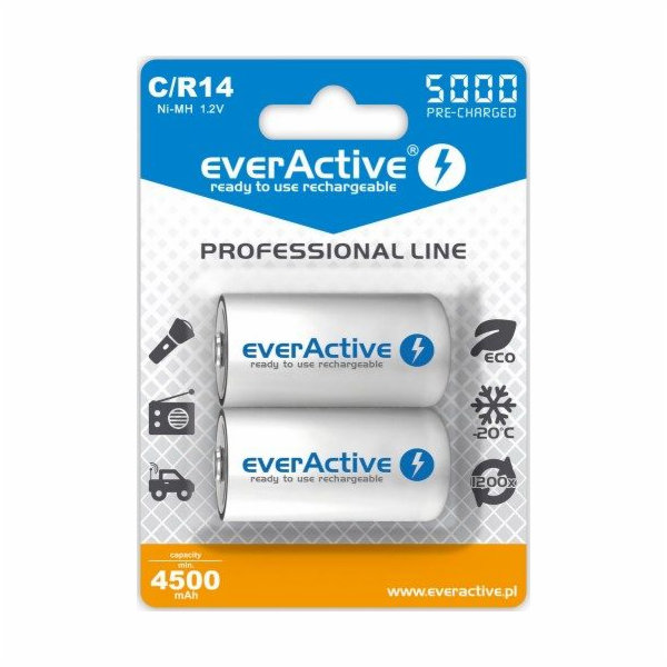 Rechargeable batteries everActive Ni-MH R14 C 5000 mAh Professional Line