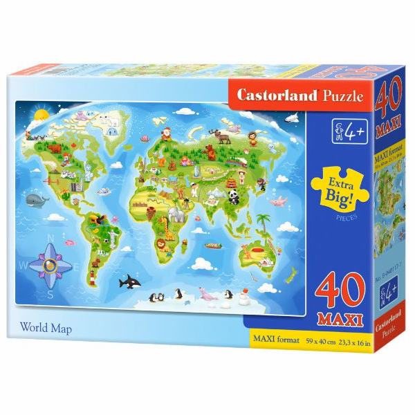 Castorland Puzzle 40 dílků Maxi mapa světa