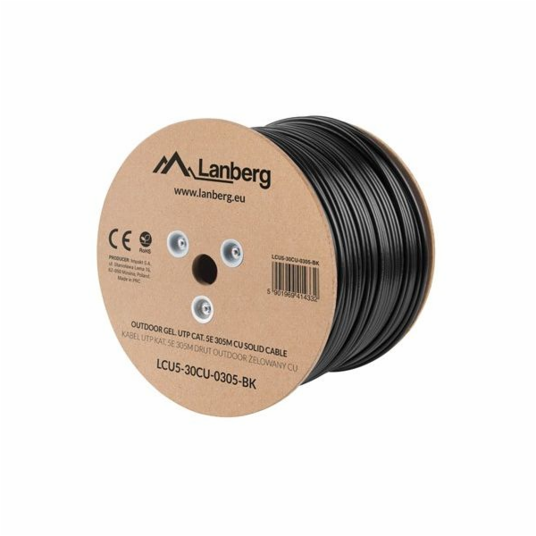 Lanberg Instalační kabel UTP CAT.5E Gel-coated 305m (LCU5-30CU-0305-BK)