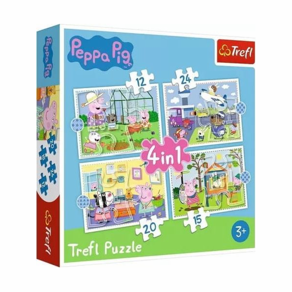 Trefl Puzzle 4v1 Vzpomínka na prázdniny prasátka Peppa