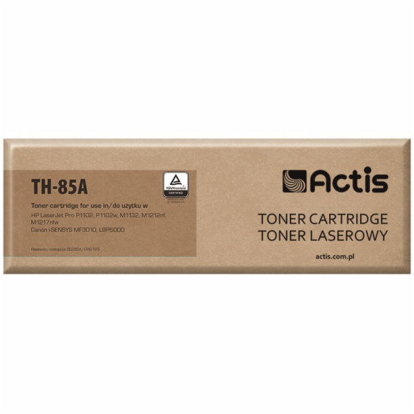 Actis TH-85A toner for HP printer; HP 85A CE285A, Canon CRG-7225 replacement; Standard; 1600 pages; black