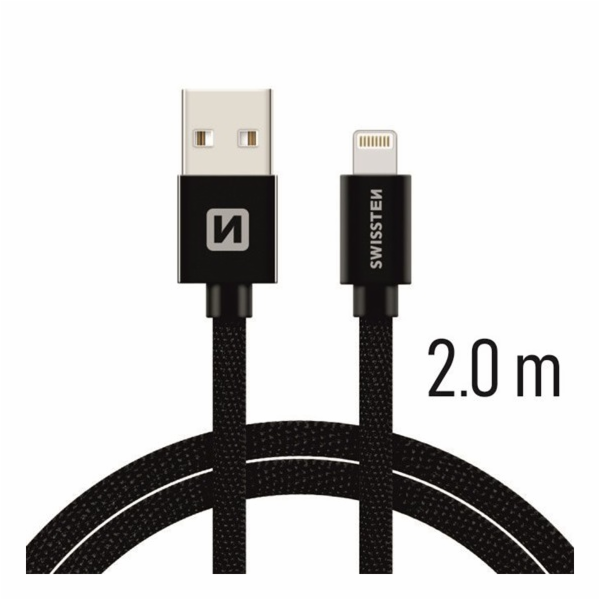 Swissten Datový Kabel Textile Usb / Lightning 2,0 M Černý