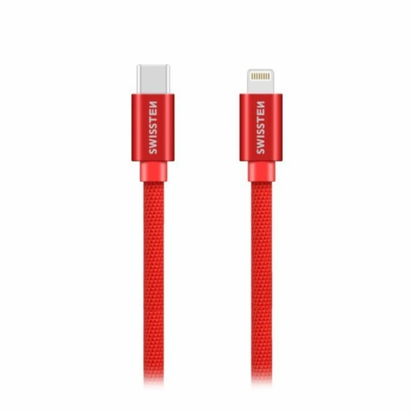 Swissten Datový Kabel Textile USB-C / Lightning 1,2 M Červený