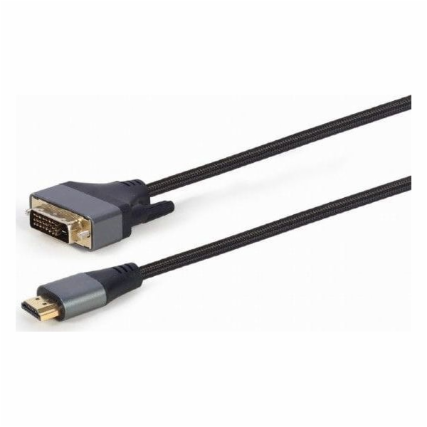 Kabel HDMI na DVI, opletený 1,8m, pozlacené konce