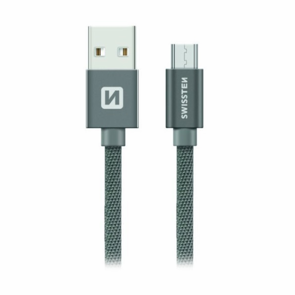 Swissten Datový Kabel Textile Usb / Micro Usb 1,2 M Šedý