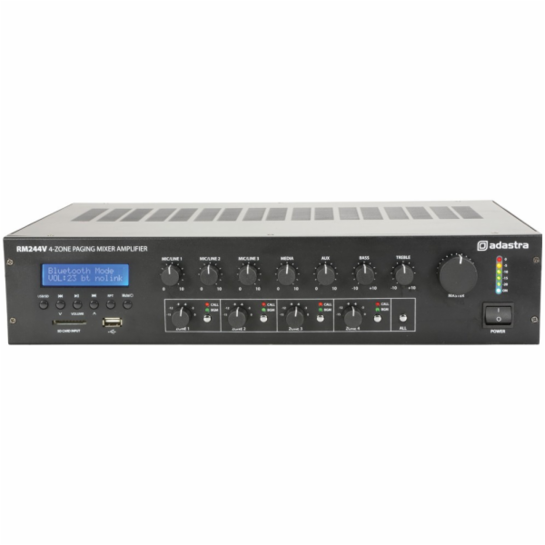 Adastra RM244V, 100V mixážní 4-zónový zesilovač, 240W, BT, MP3, FM